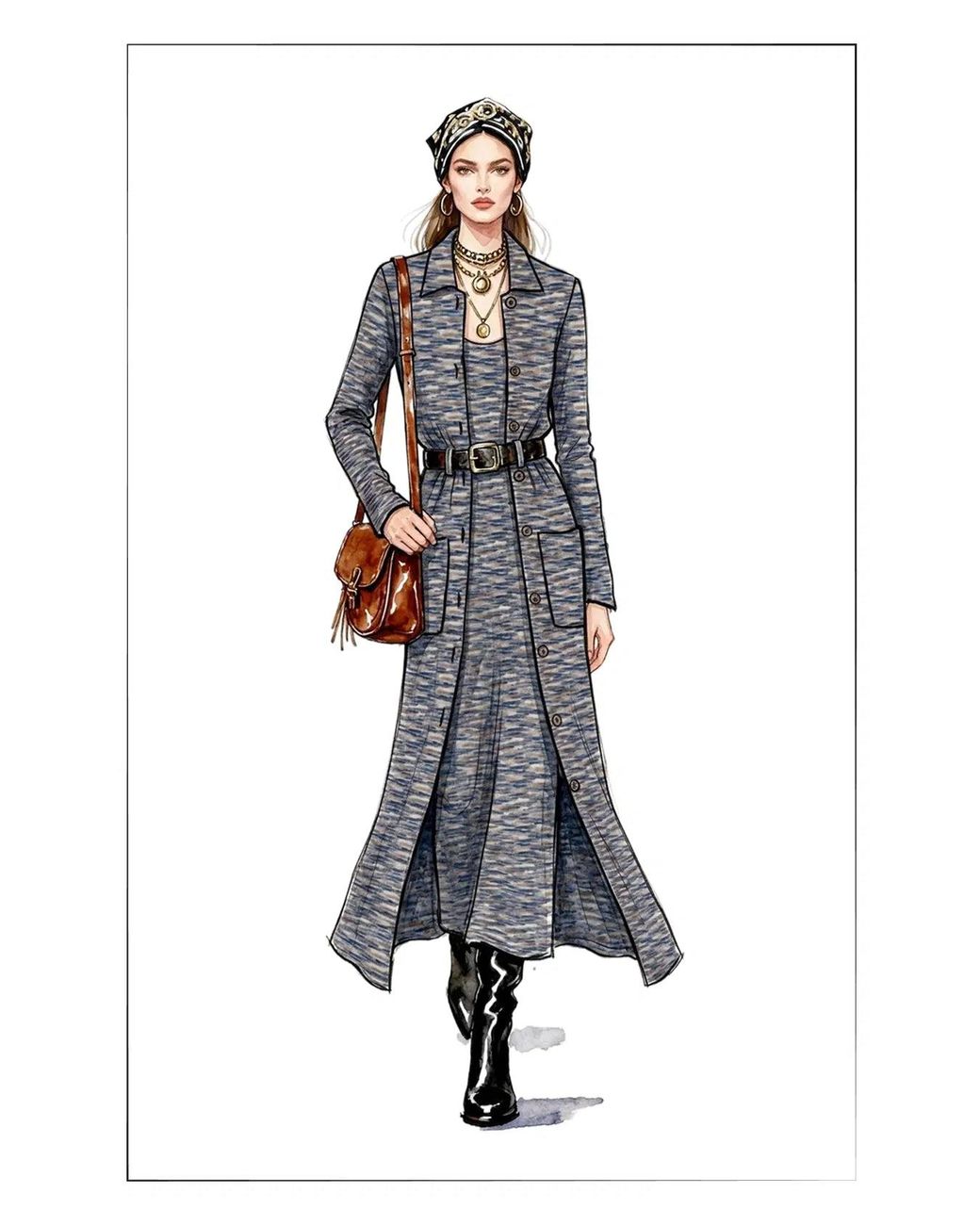 Fabrique Blue Linnea Horn Buttons Longline Cardigan