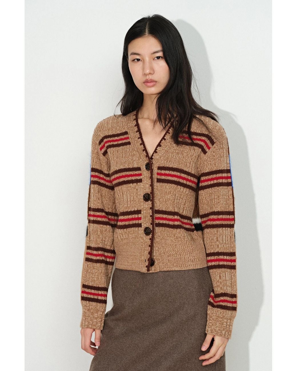 Fabrique Natural Sigourney Contrast Back Cardigan