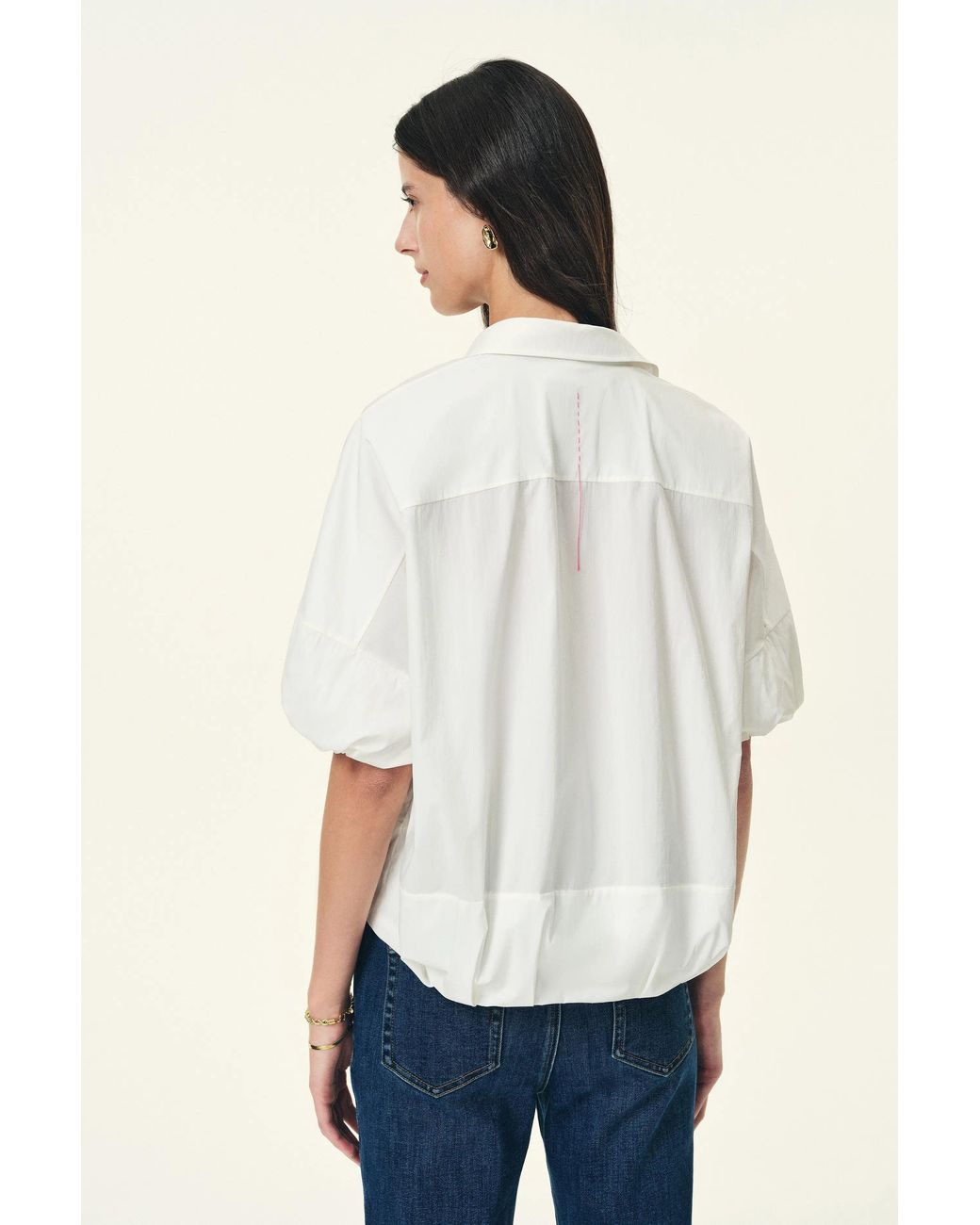 Fabrique Blue Claire Puff Sleeve Bubble Shirt