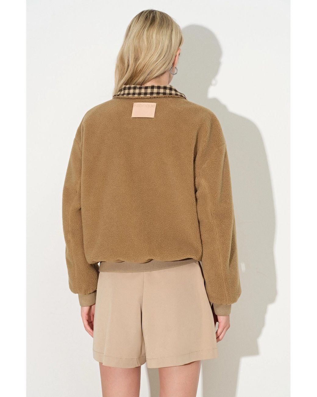 Fabrique Natural Rosemary Reversible Plaid Fleece Jacket
