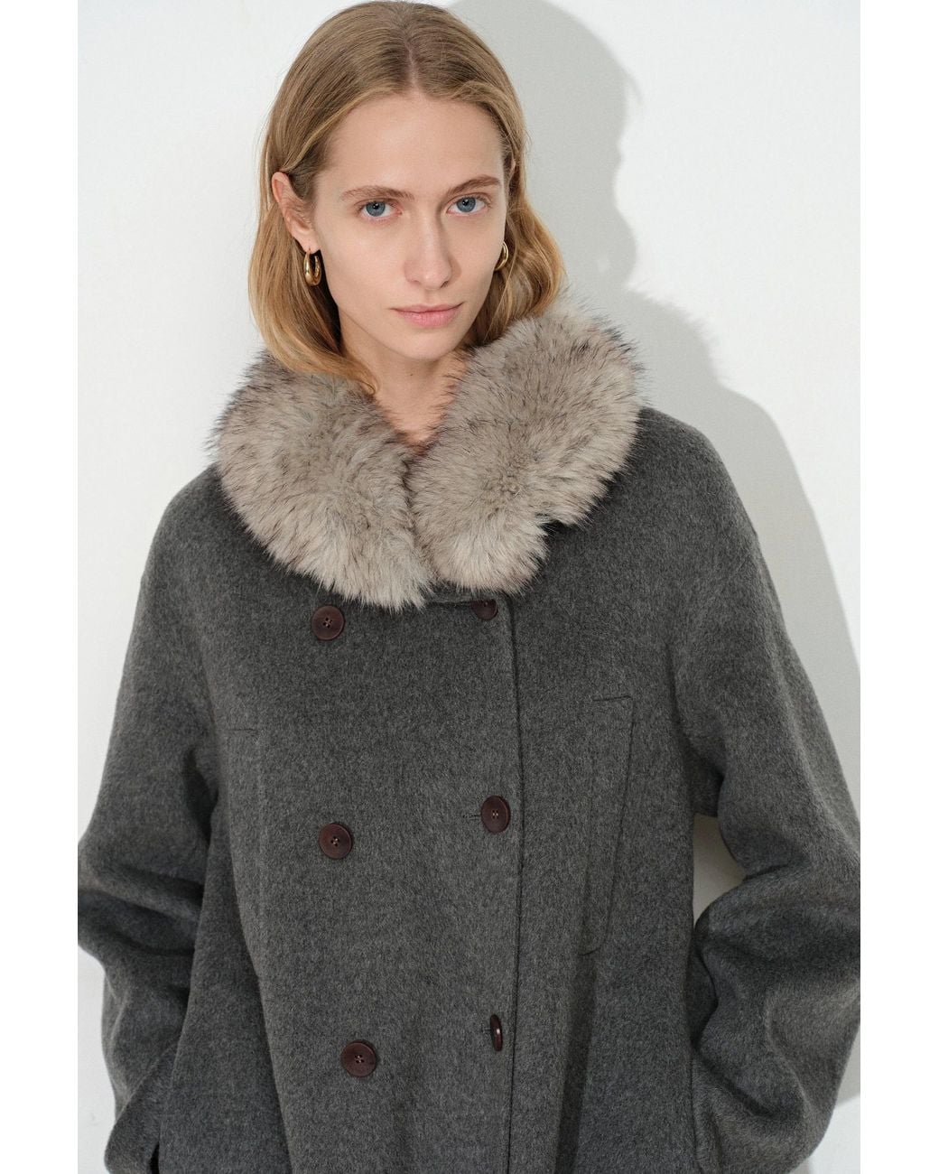 Fabrique Gray Tullia Belted Cocoon Long Coat