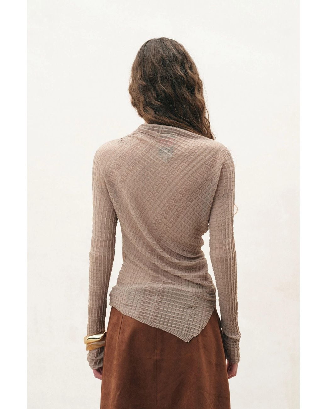 Fabrique Natural Severine Runched Sheer Top