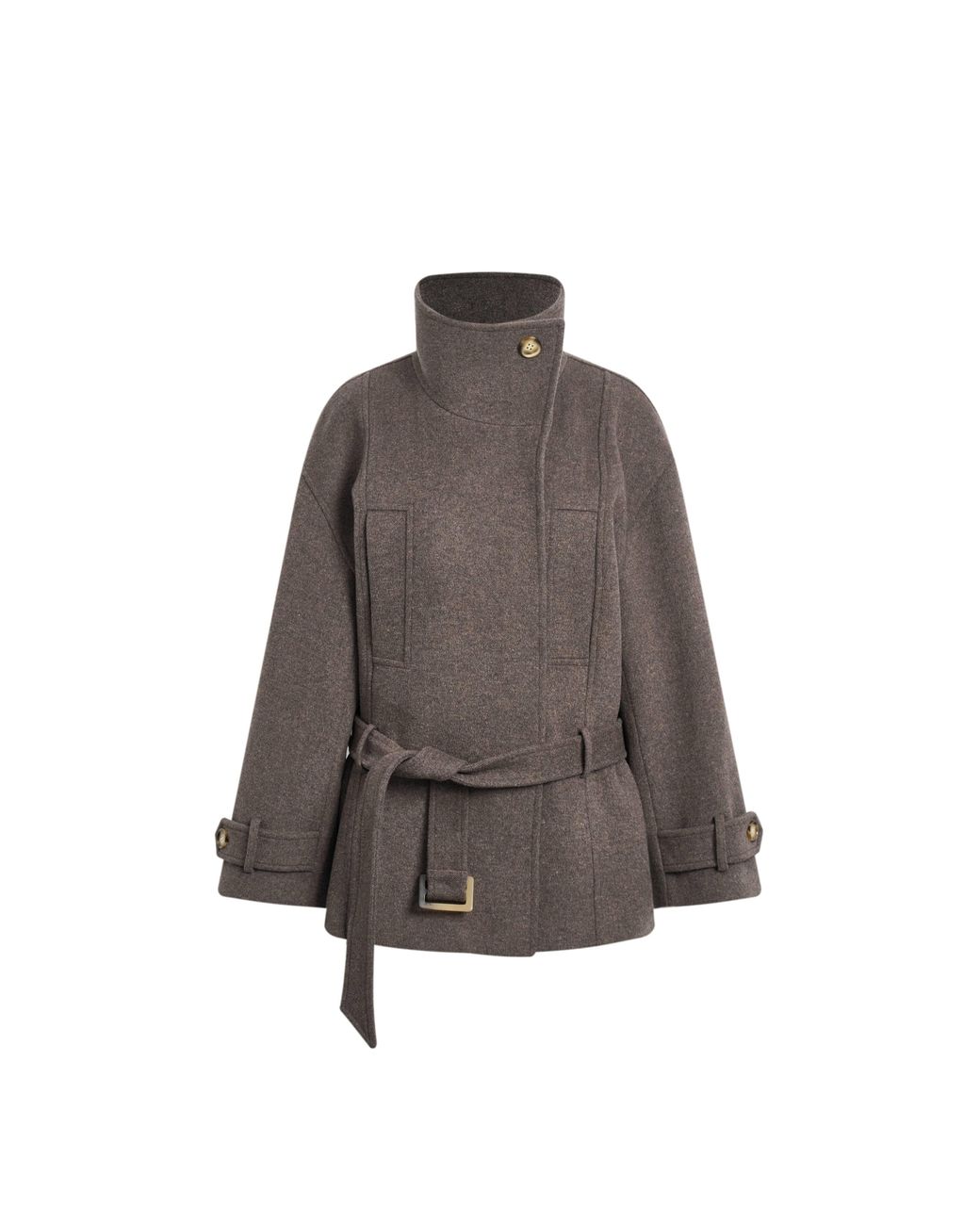 Fabrique Gray Dublin Belted Low Waist Cropped Coat