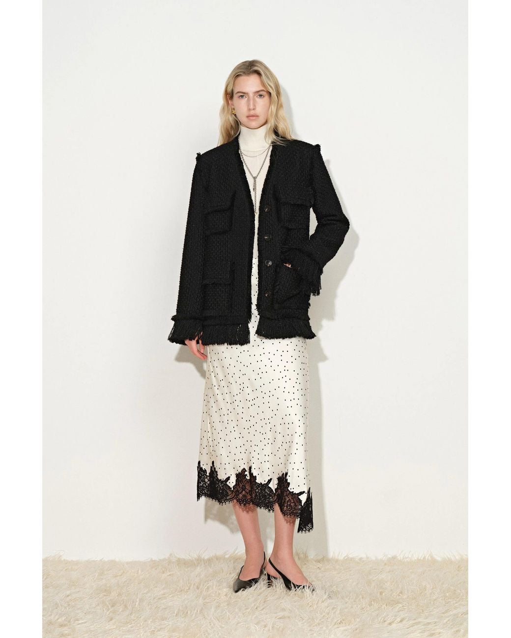 Fabrique Blue Graziosa Belted Fringed Safari Jacket