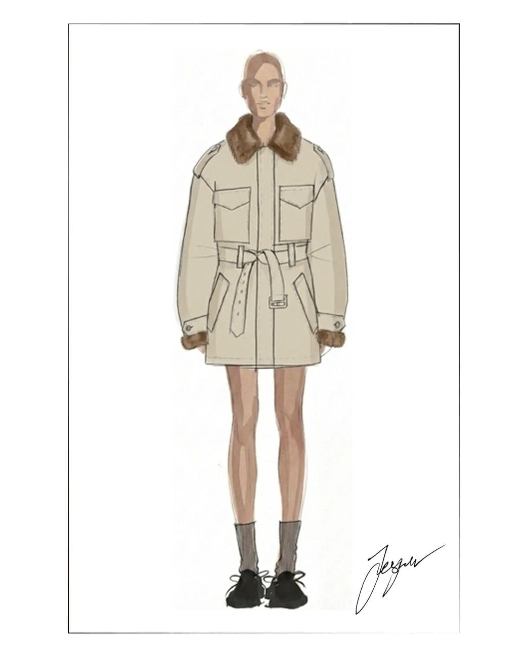 Fabrique Natural Clara Drawstring Waist Field Jacket