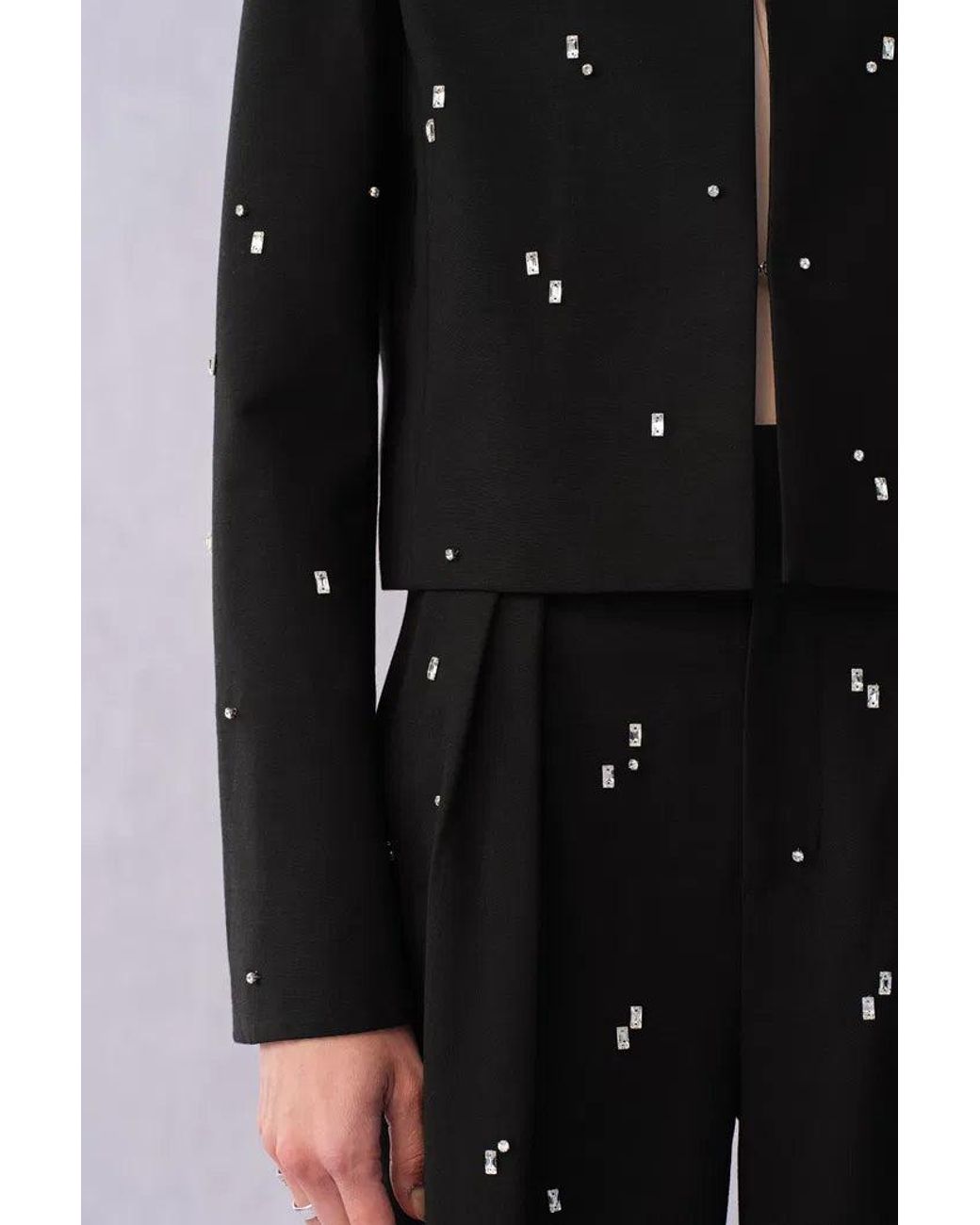 Fabrique Purple Aquila Hand Sewn Rhinestone Crop Suit Blazer