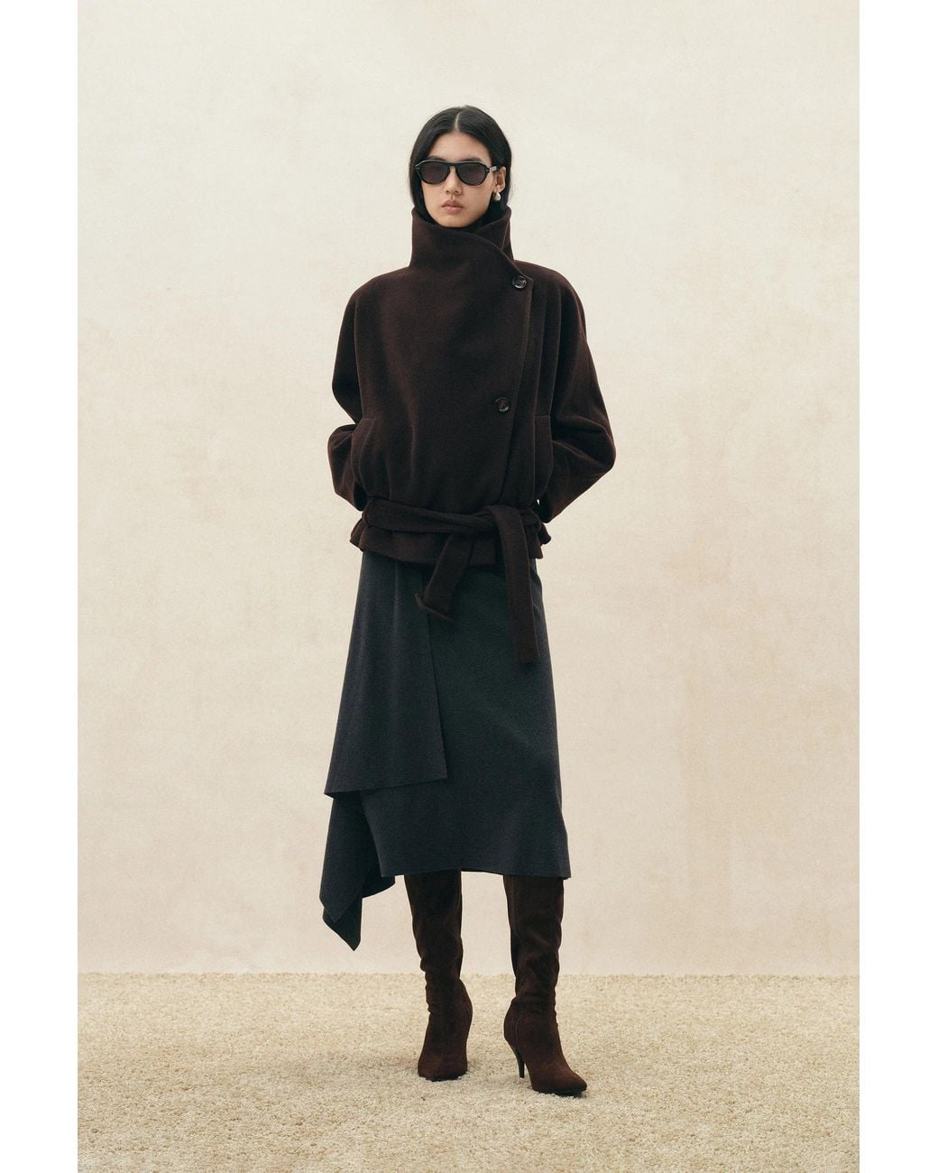Fabrique Multicolor Dama Low Waist Belted Cropped Coat
