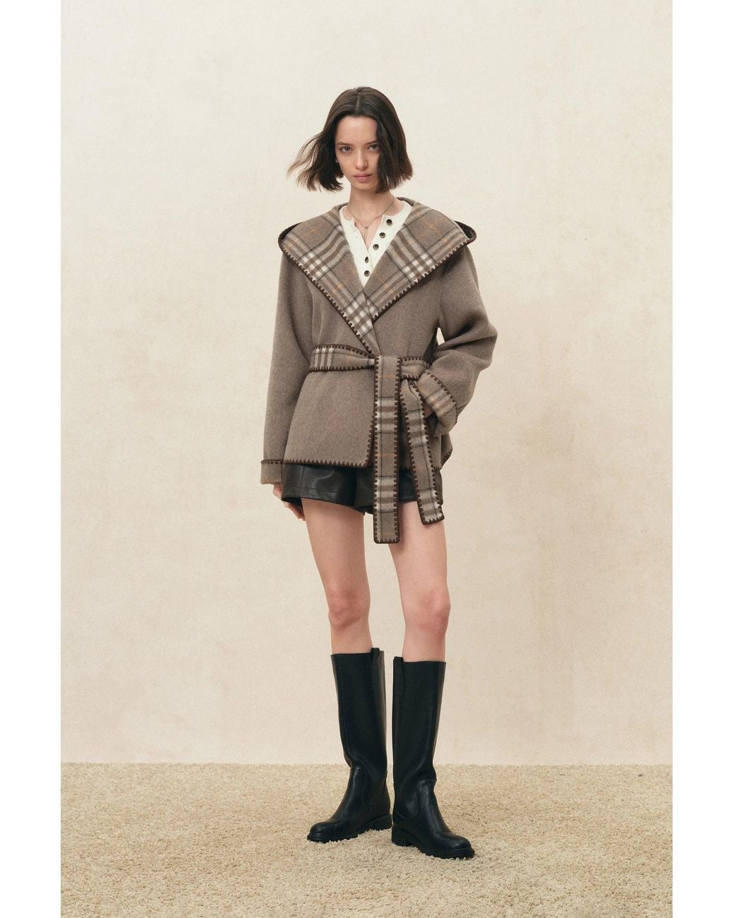 Fabrique Natural Aimee Embroidered Reversible Hooded Coat