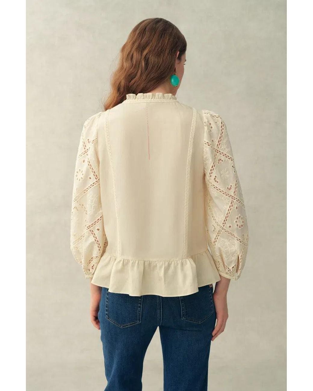 Fabrique Green Nina's Openwork Embroidery Blouse
