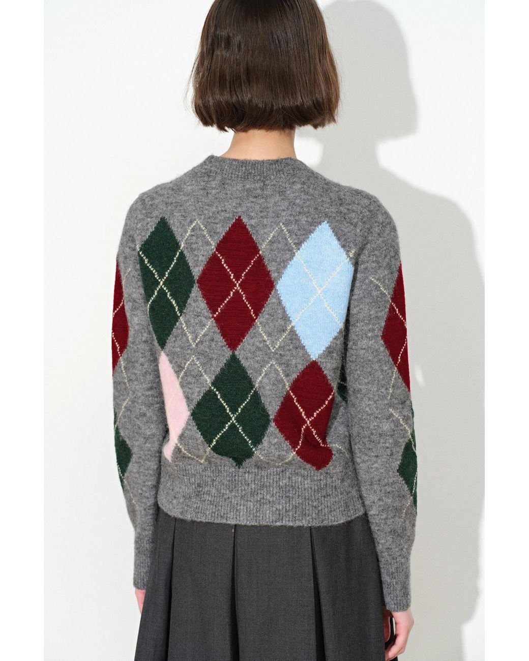 Fabrique White Hart Argyle Fitted Cropped Cardigan
