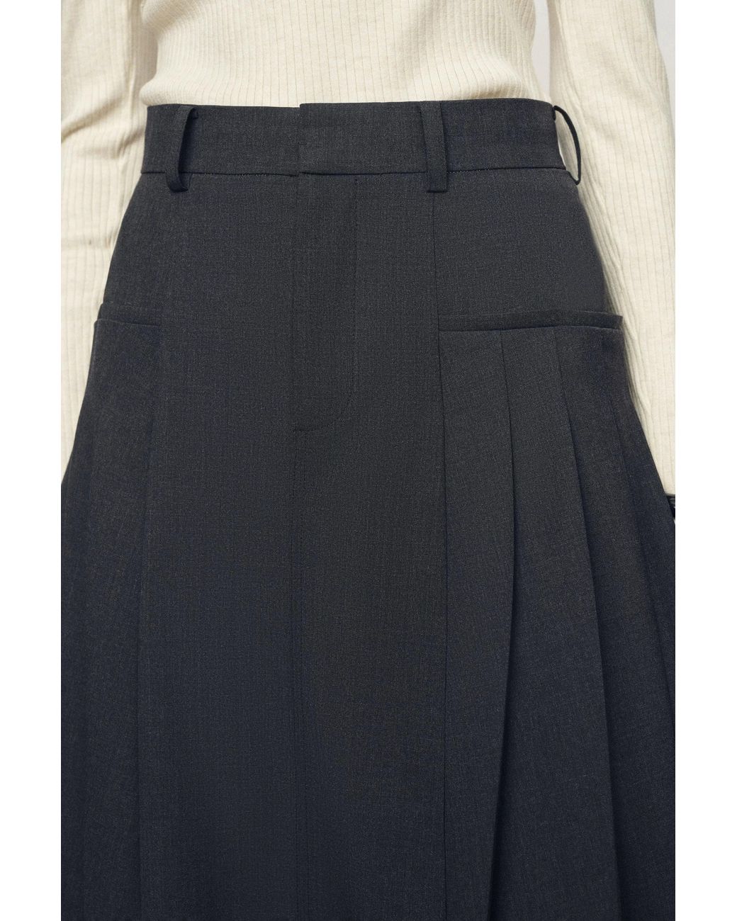 Fabrique Blue Gloria Pleated High Waist Skirt