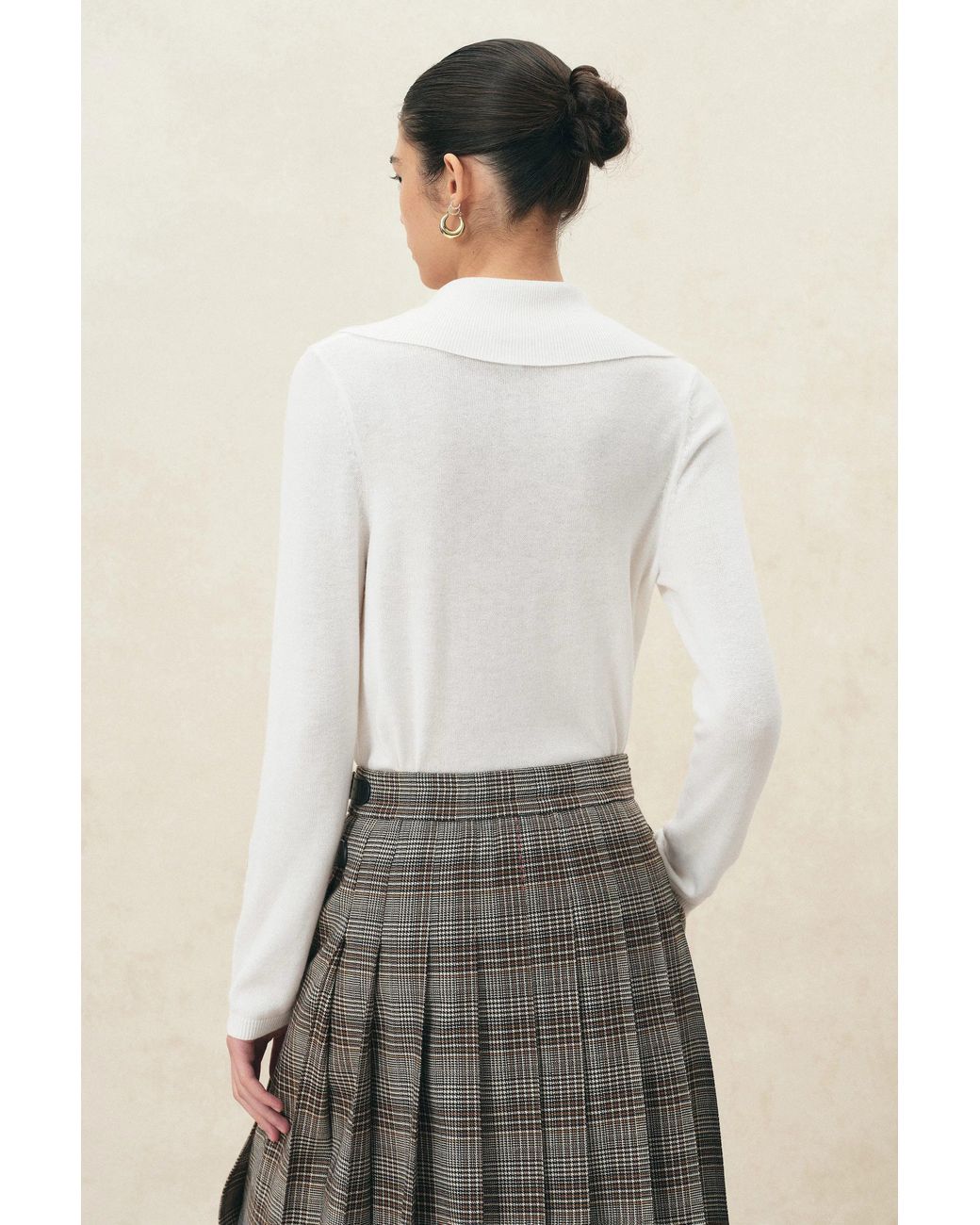 Fabrique Blue Kira Button Turtleneck Top