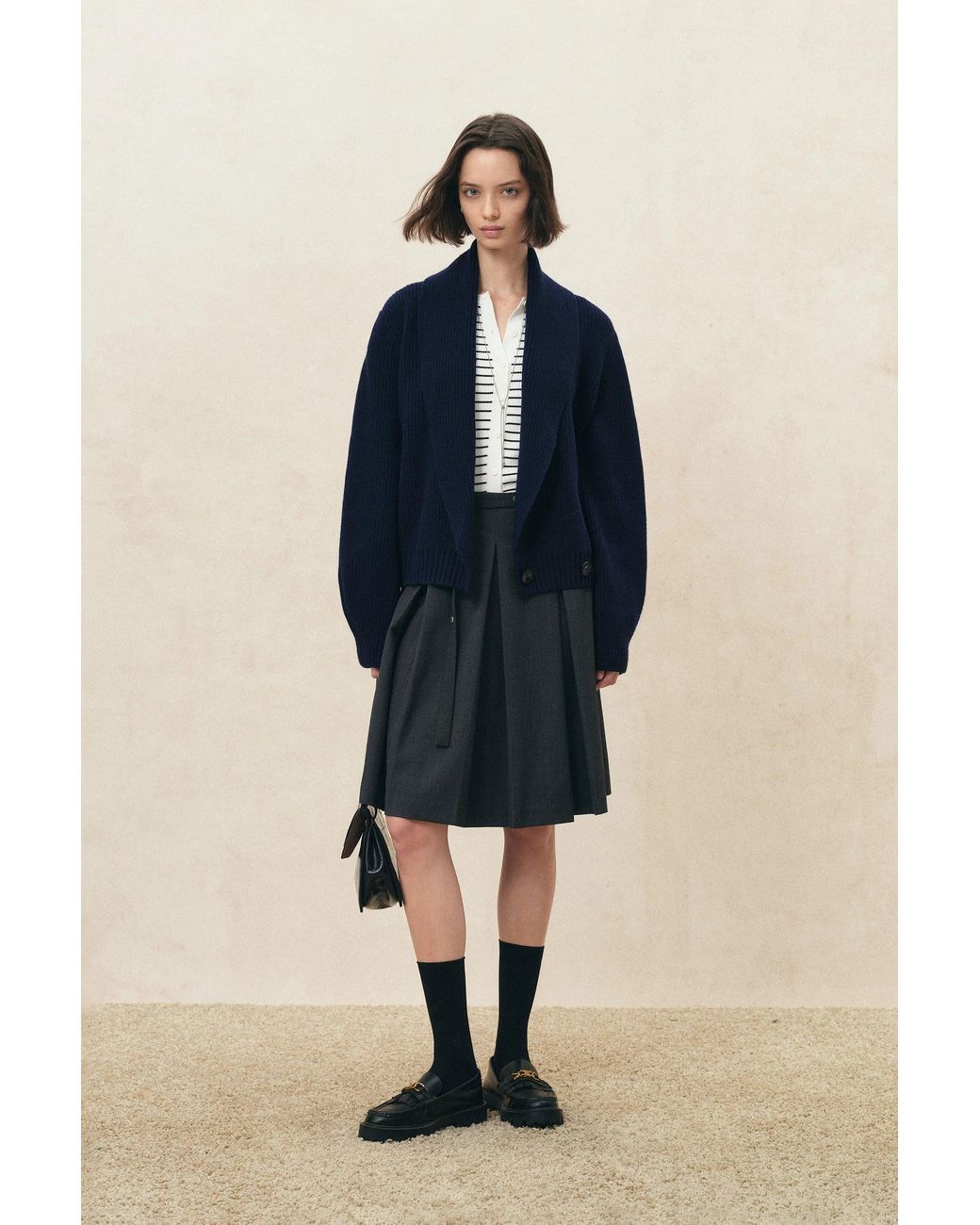 Fabrique Blue Xaviera Relaxed Shawl Collar Cardigan