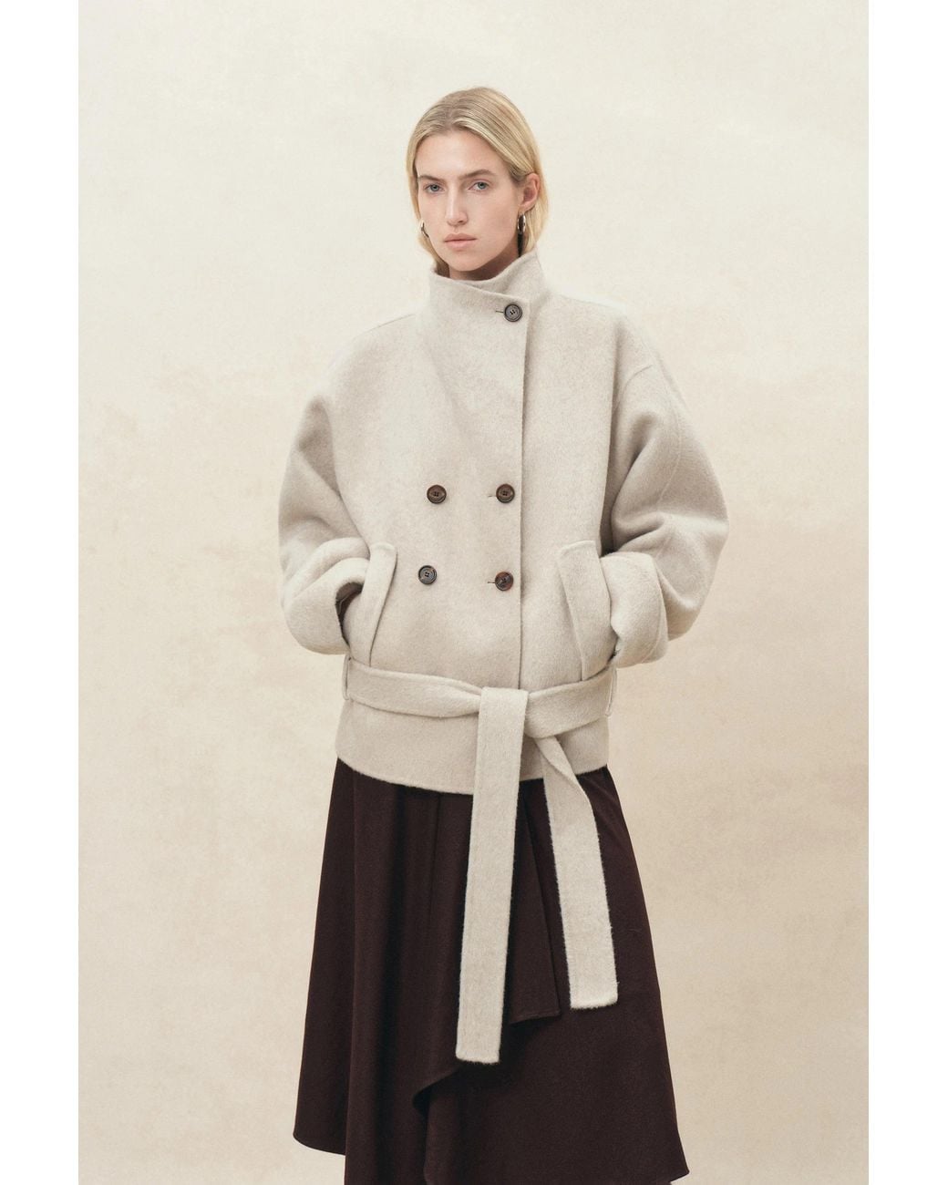 Fabrique Natural Asa Belted Low Waist Cropped Coat