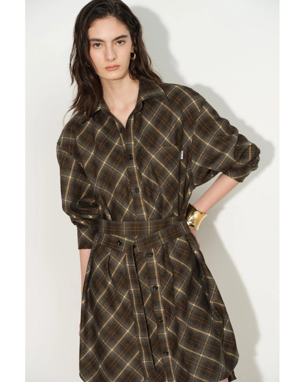 Fabrique Multicolor Holly Plaid Shirt Dress