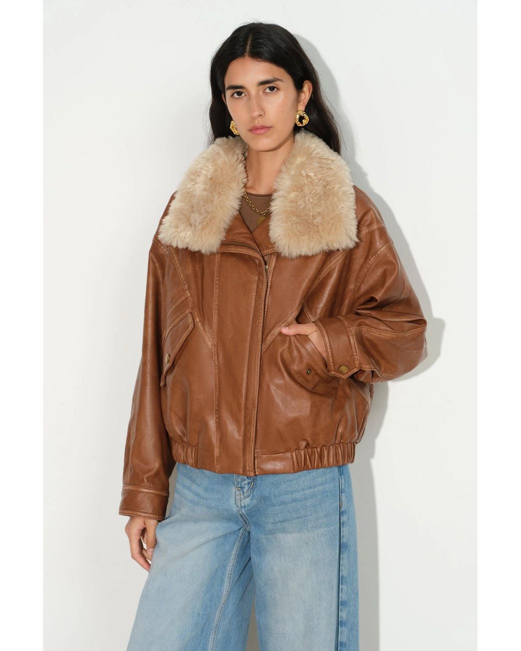 Fabrique Sloane Vintage Padded Biker Jacket in Blue | Lyst