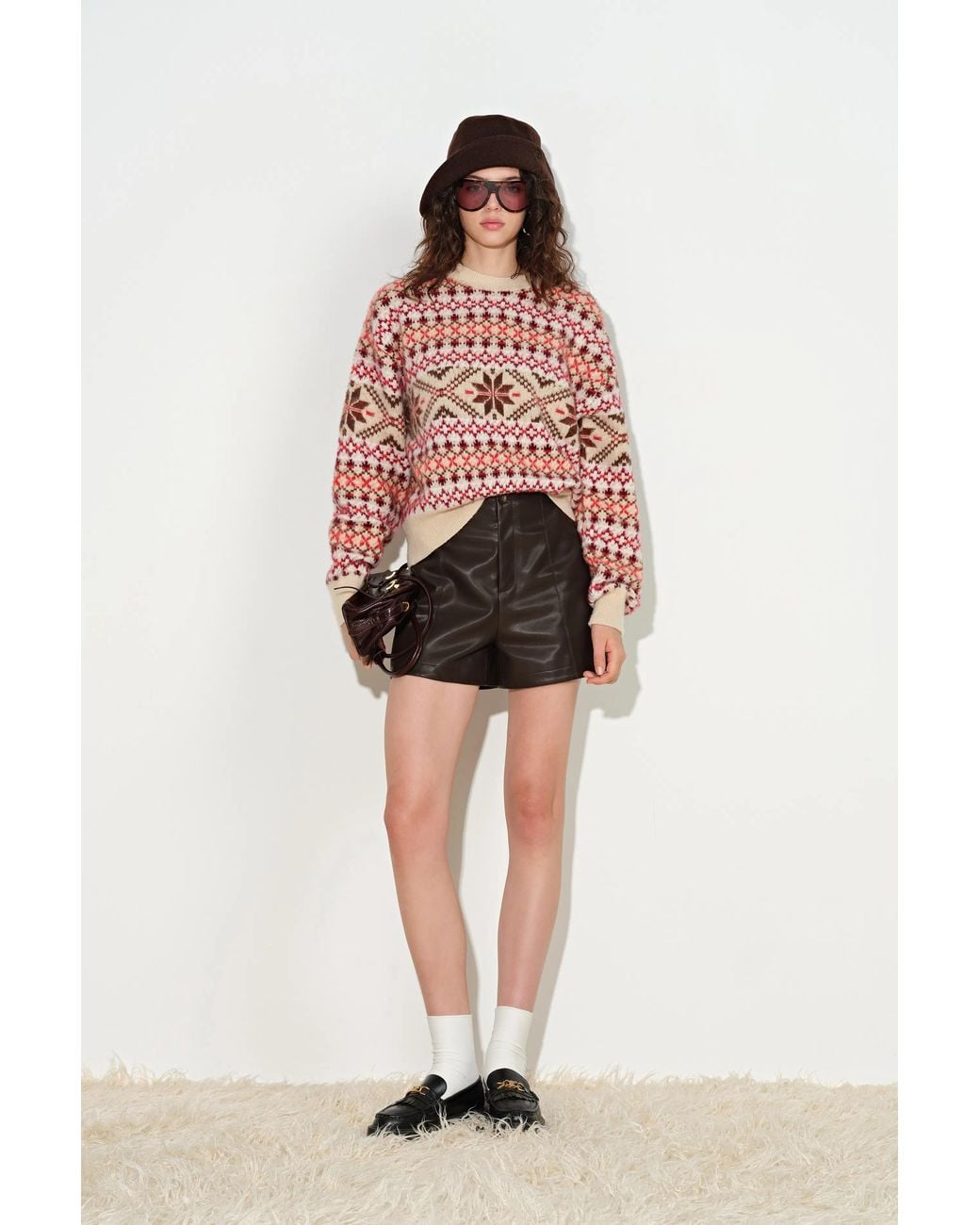 Fabrique Red Fiona Fair Isle Sweater