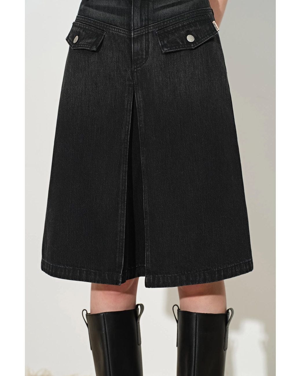 Fabrique Black Ashley Pleated Utility Skirt