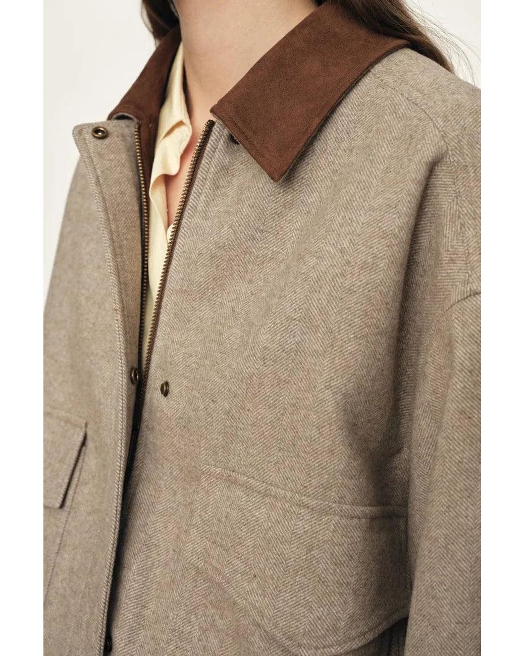 Fabrique Natural Dakota Tweed Baseball Jacket
