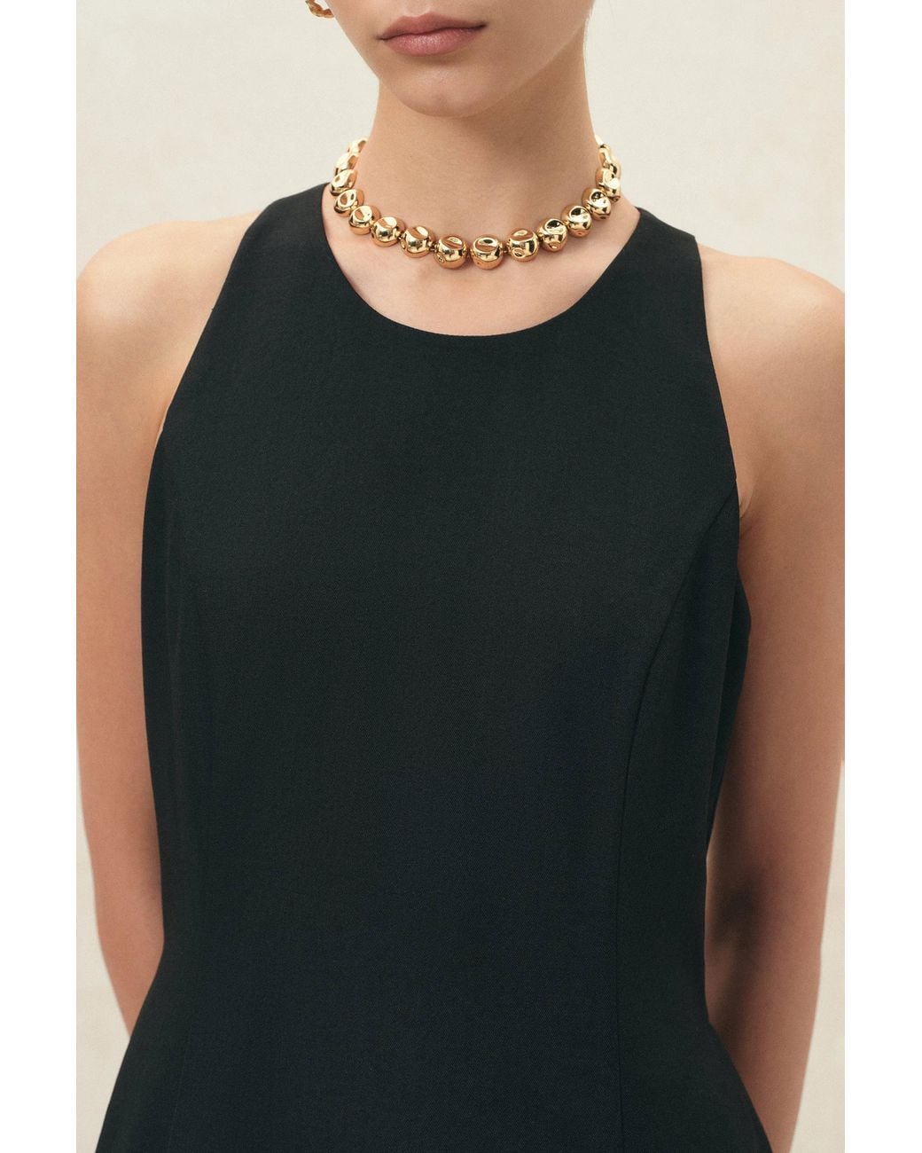 Fabrique Black Lina Waist Cinched Bubble Hem Dress