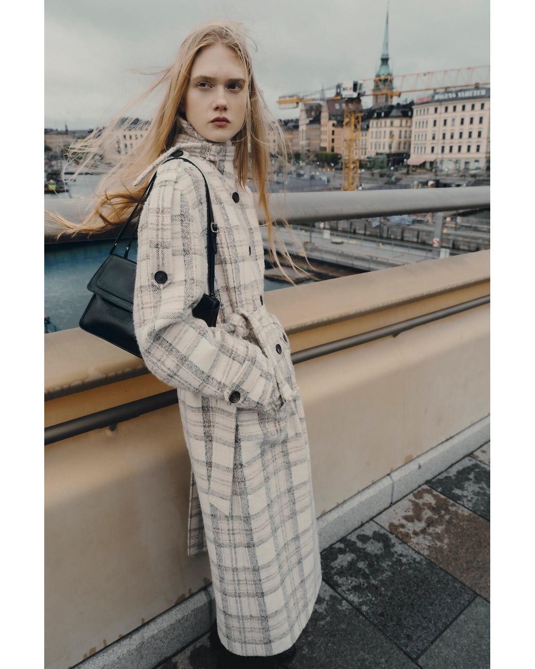 Fabrique Multicolor Fleur Textured Plaid Belted Long Coat
