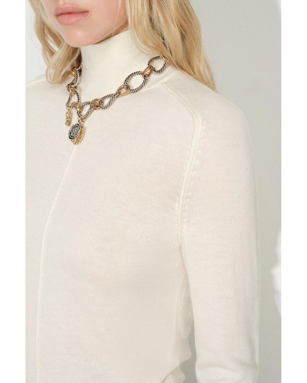 Fabrique Blue Tilly Seamed Semi Sheer Knit Top