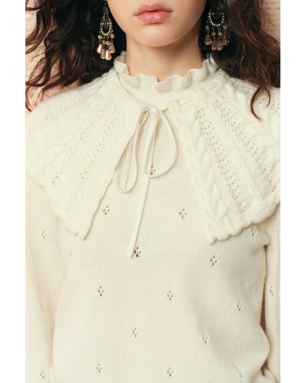Fabrique Natural Agnes Crochet Textured Sweater