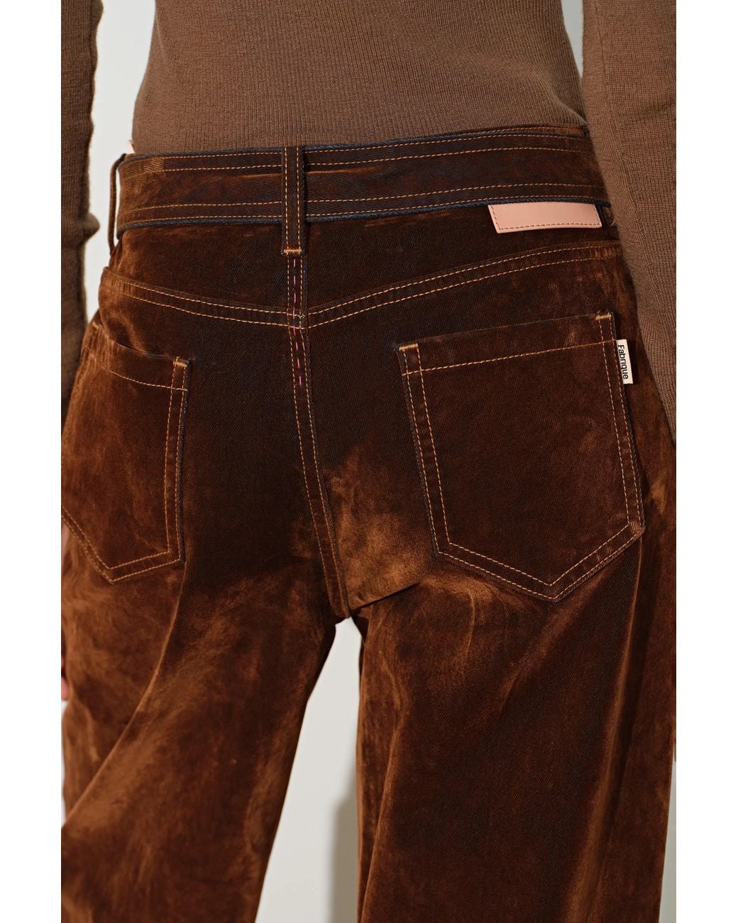 Fabrique Brown Taylor Belted Straight Leg Jeans