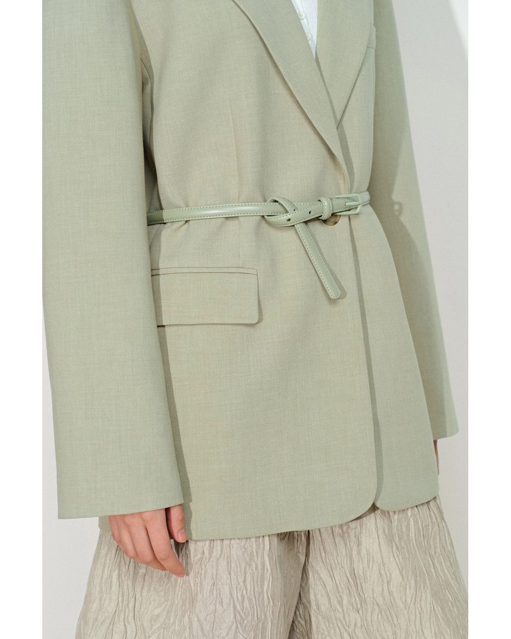 Fabrique Green Creamy Detachable Belt Blazer