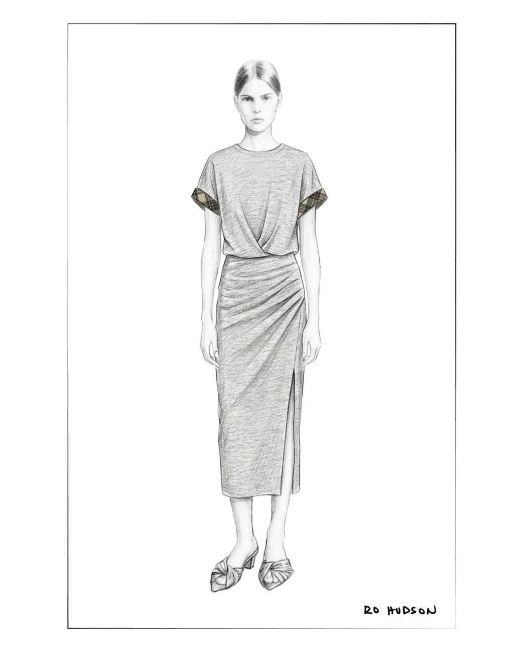 Fabrique Natural Clara Plaid Hem T-Shirt Dress