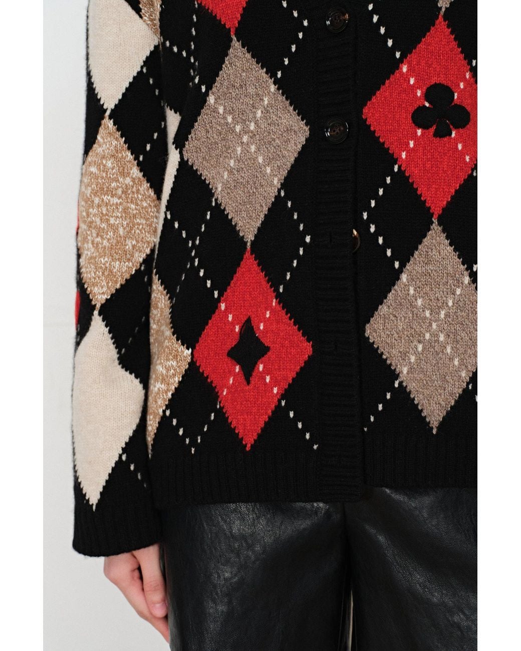 Fabrique Black Hélène Hand Embroidery Argyle Cardigan