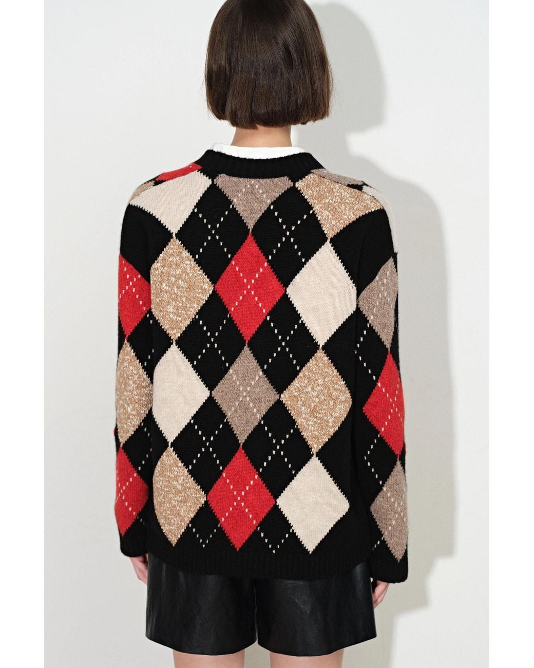 Fabrique Black Hélène Hand Embroidery Argyle Cardigan