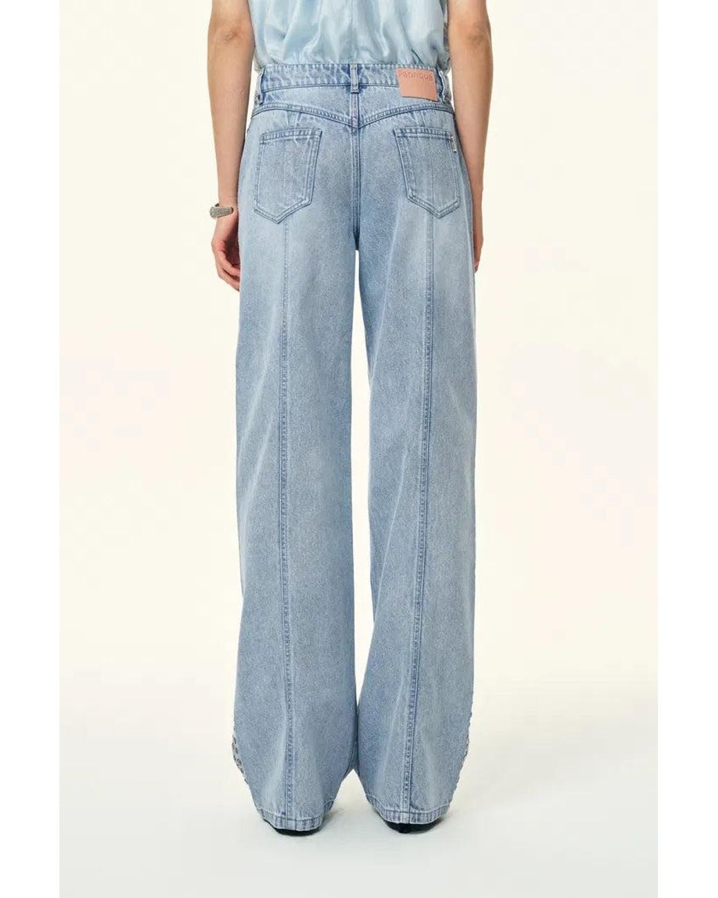 Fabrique Blue Calli Studded Beading Panel Straight Jeans