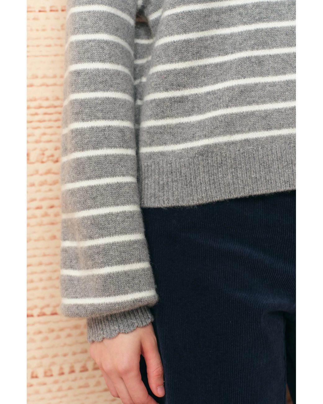 Fabrique Blue Rhea Striped Henley Sweater