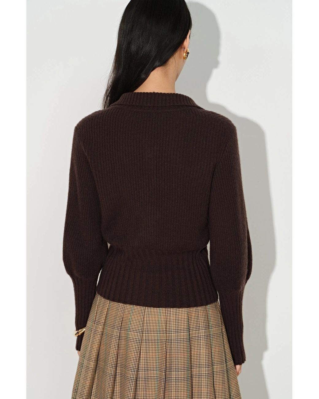 Fabrique Natural Meave Fitted Gigot Sleeves Cardigan