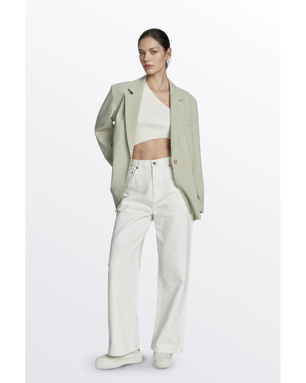 Fabrique Green Creamy Detachable Belt Blazer
