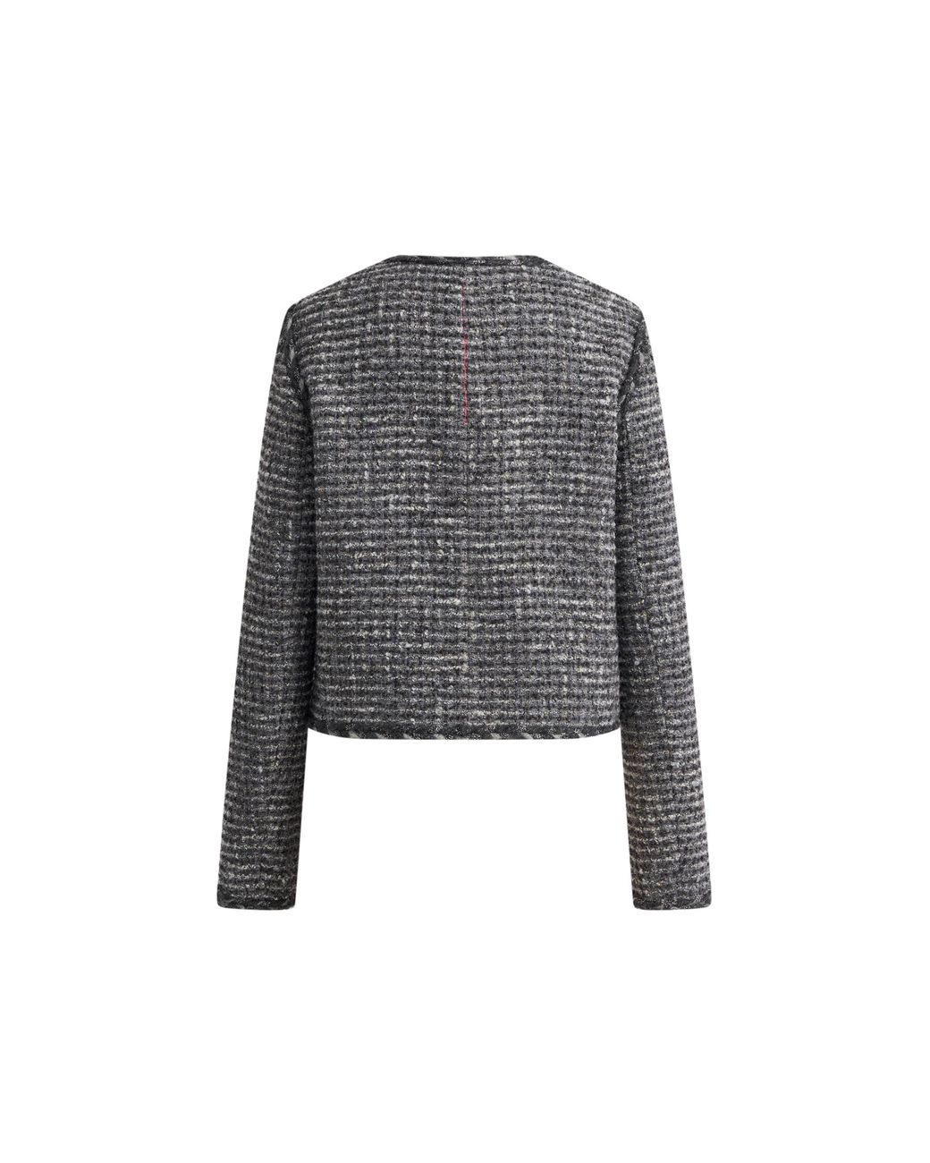Fabrique Blue Sloane Double Breasted Metallic Trim Tweed Jacket