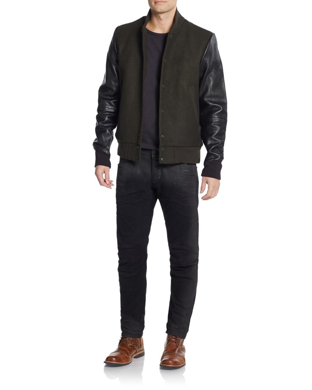 G-Star RAW Wool-blend & Leather Varsity Jacket in Deep Forest (Green) for  Men | Lyst