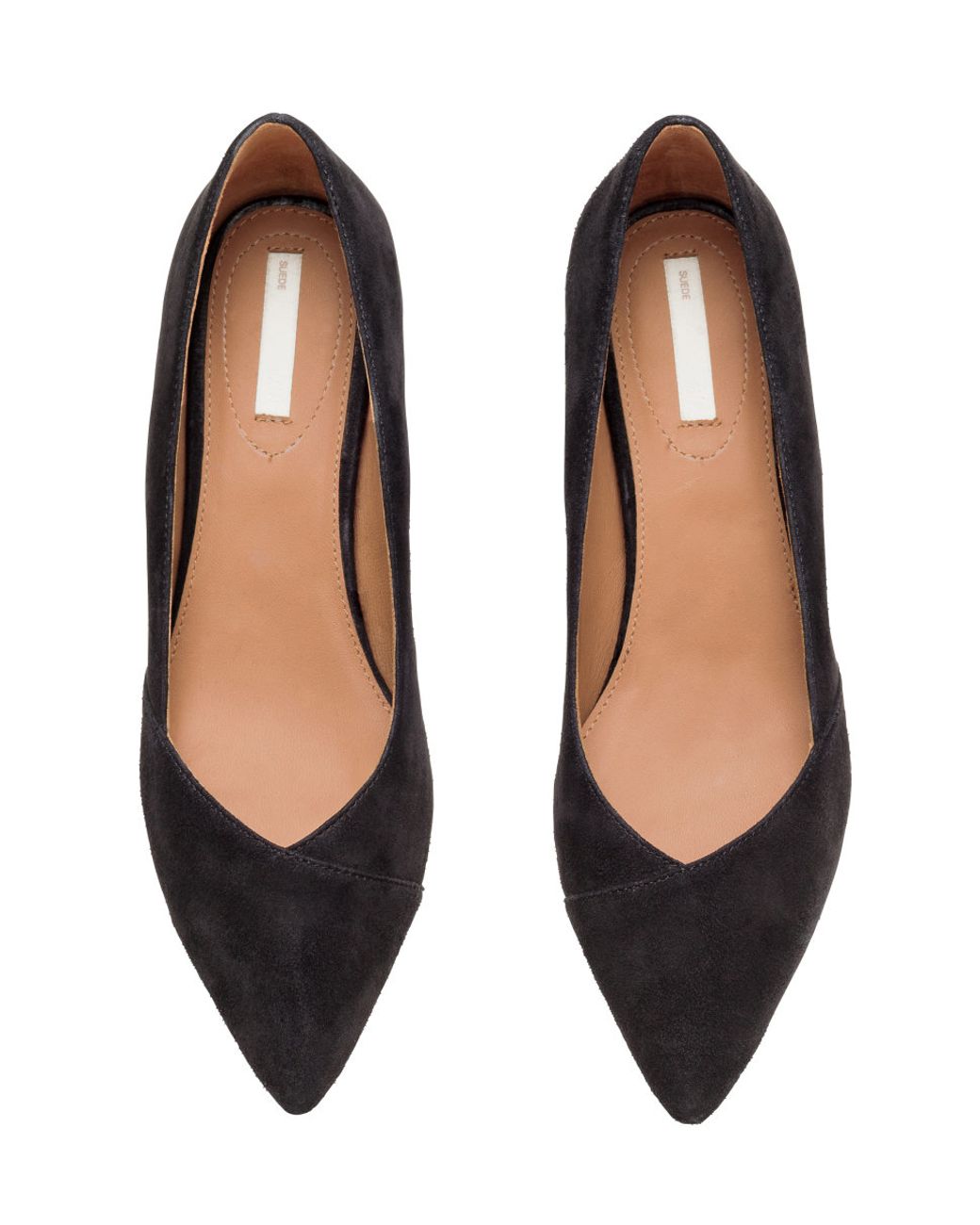 H&M Suede Kitten-heel Court Shoes in Black | Lyst UK