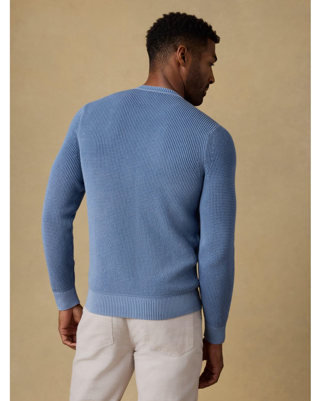 Faherty Brand Blue Sunwashed Crewneck Sweater for men
