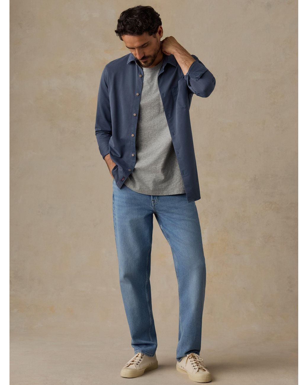 Faherty Brand Blue Costa Pique Shirt for men