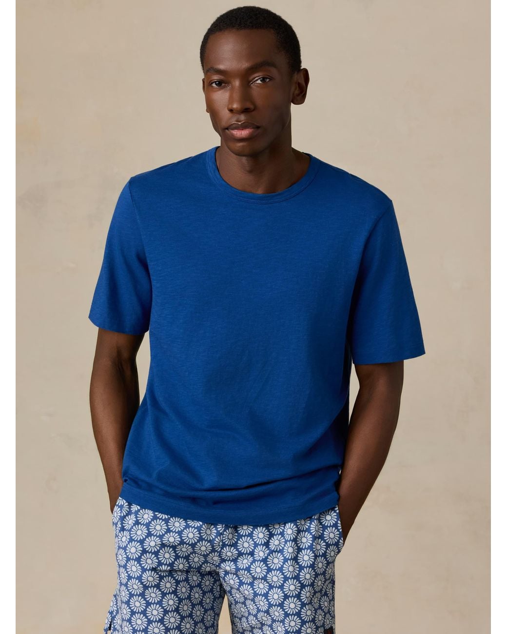 Faherty Brand Blue Sunwashed Regenerative T-Shirt for men