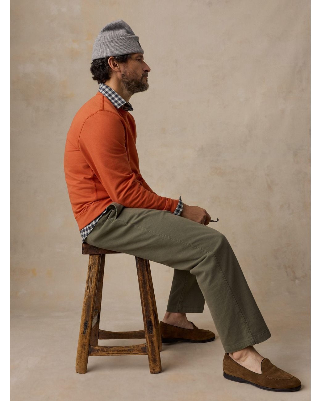 Faherty Brand Orange French Terry Crewneck for men