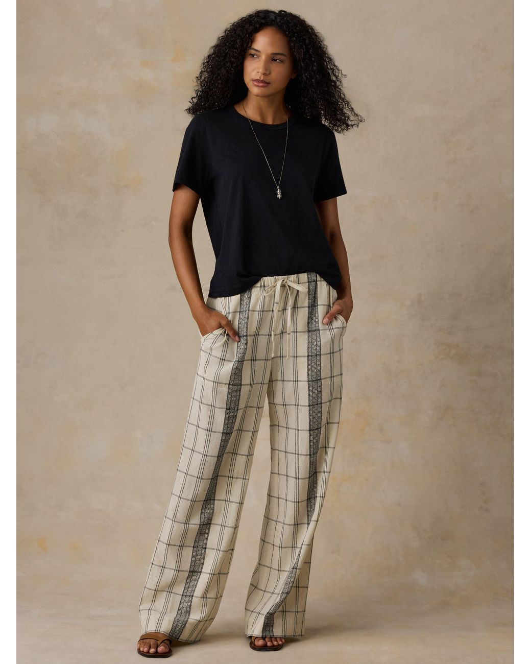 Faherty Brand Brown Textured Cotton Laidback Pants