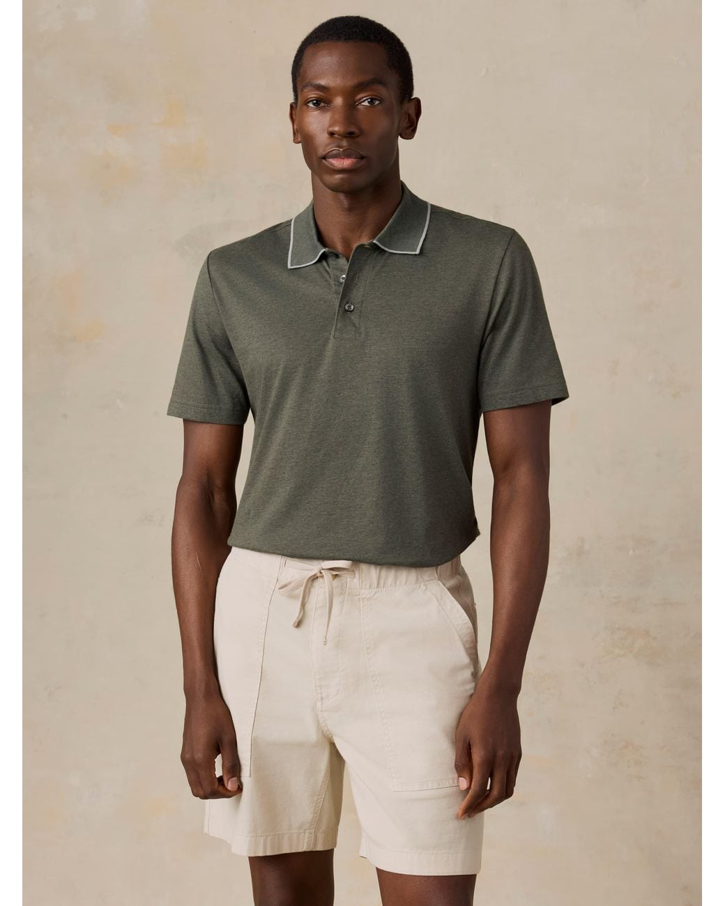 Faherty Brand Natural Short-Sleeve Movement Pique Polo Shirt for men