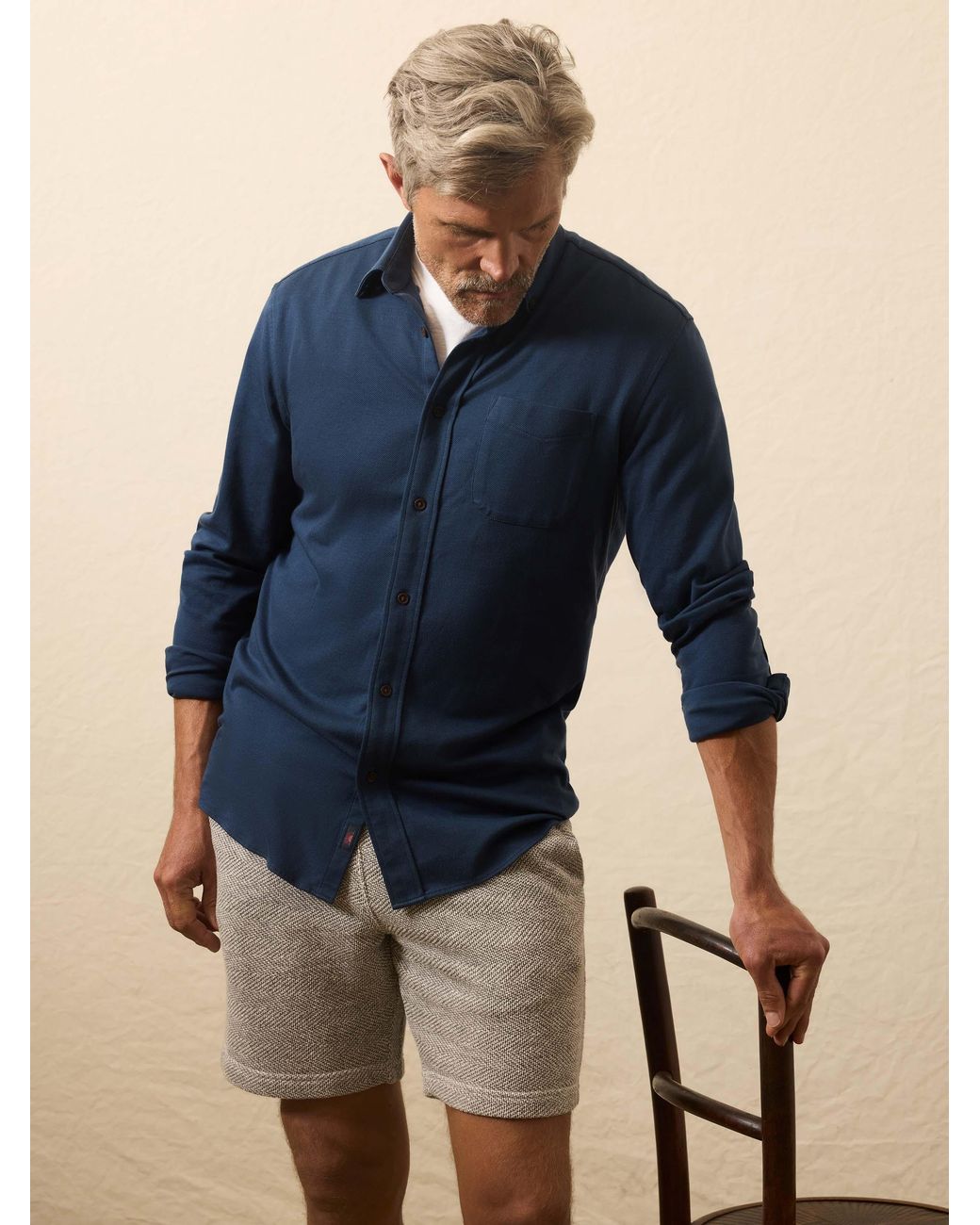 Faherty Brand Blue Coastline Knit Shirt for men