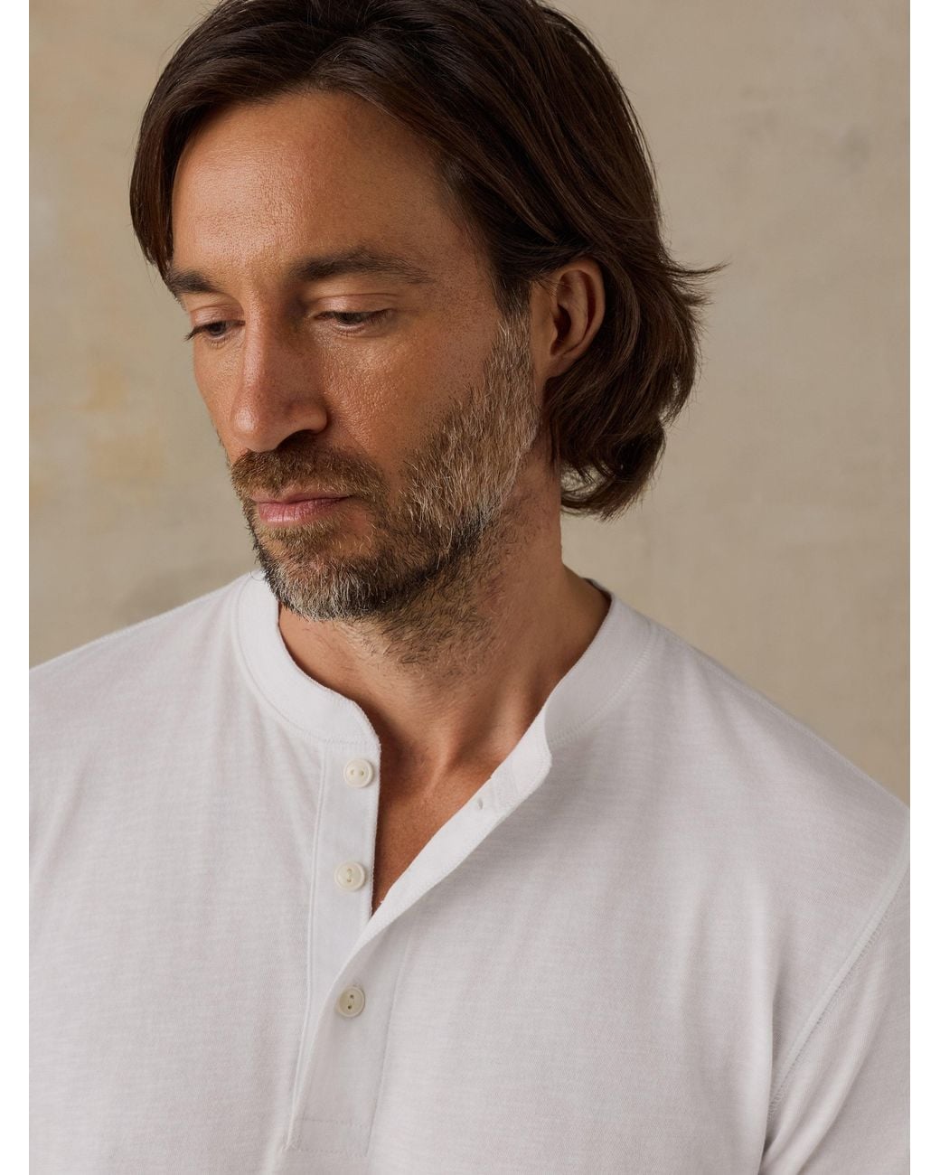 Faherty Brand White Short-Sleeve Sunwashed Regenerative Henley T-Shirt for men