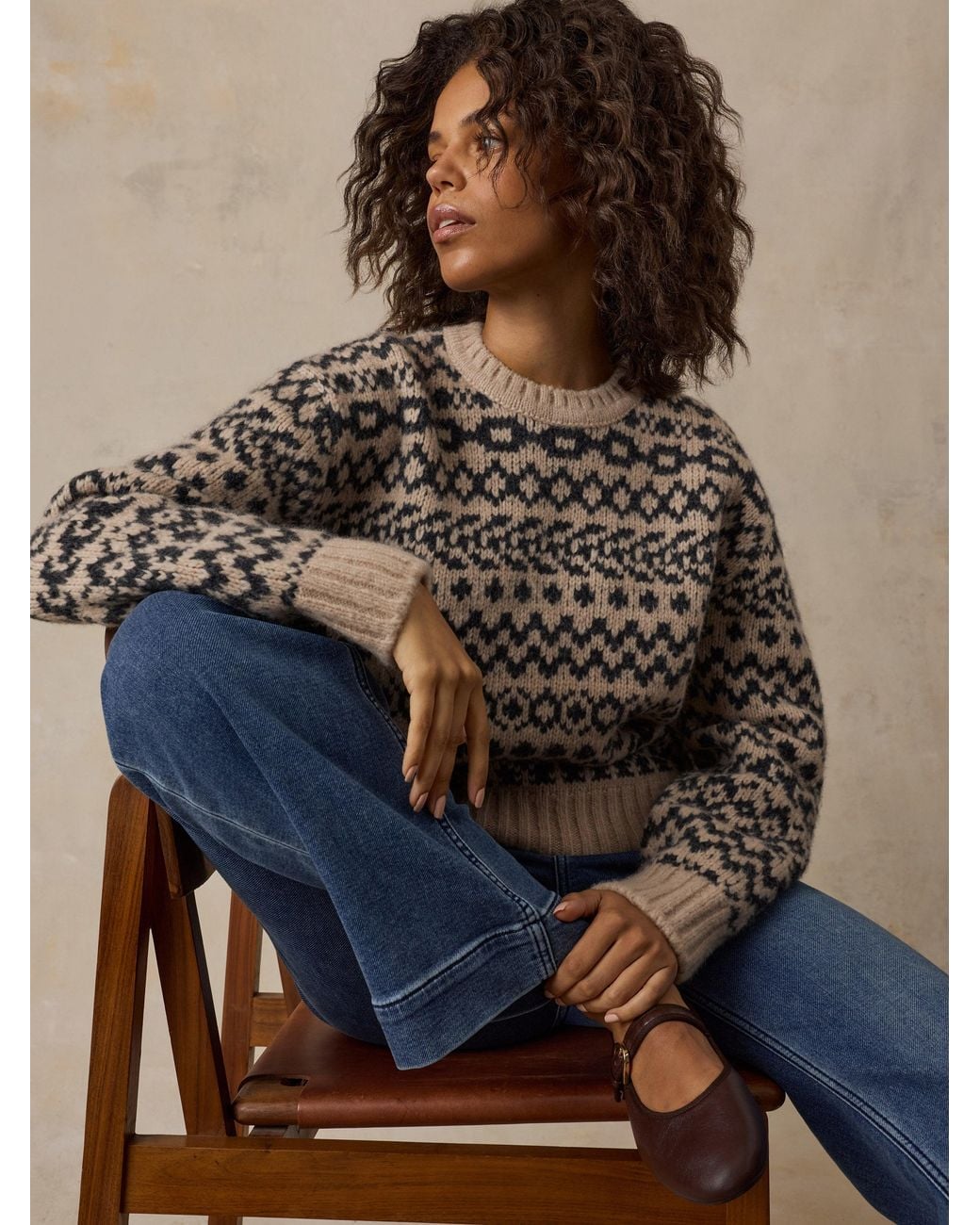 Faherty Brand Gray Après Alpaca Midnight Bay Crew Sweater