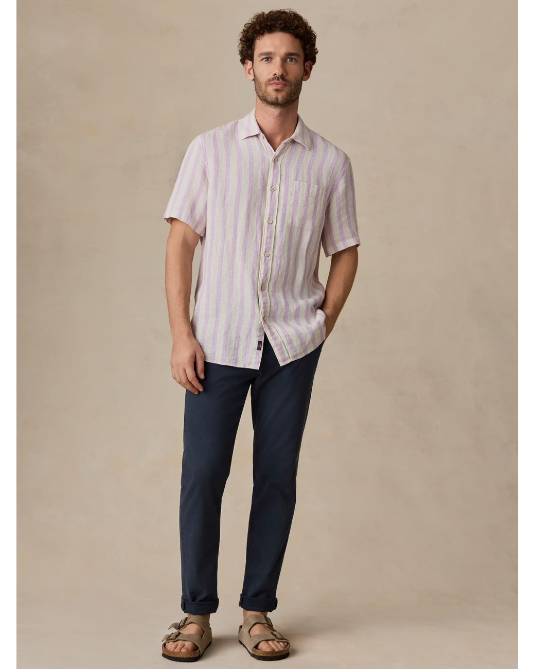 Faherty Brand Natural Short-Sleeve Palma Linen Shirt for men