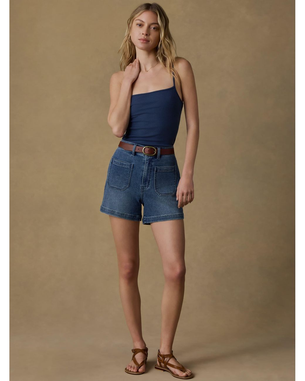 Faherty Brand Blue Stretch Terry Patch Pocket Short